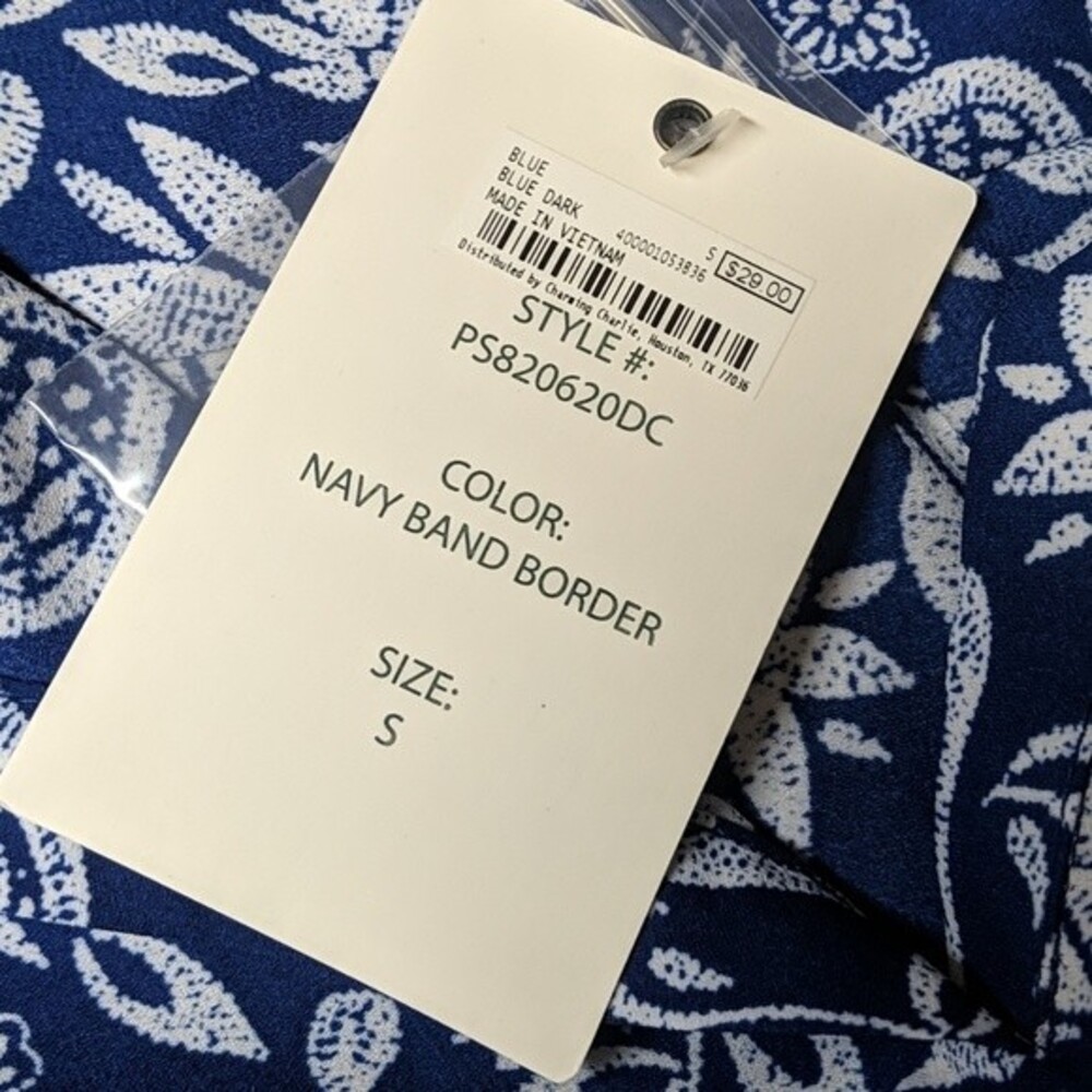 Pink Rose Tunic Top Long Sleeves Paisleys Boho Blue Navy S **NEW** - Picture 6 of 7